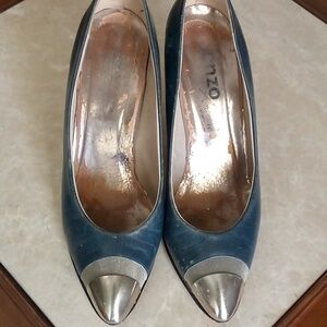 Luxury Enzo Angiolini Heels w/Silver & Mesh-Tipped Toes - Size 6.5M